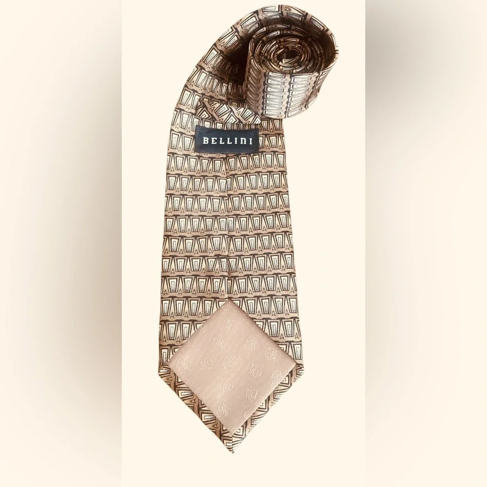 Bellini Silver Geometric Men's 👔 Tie